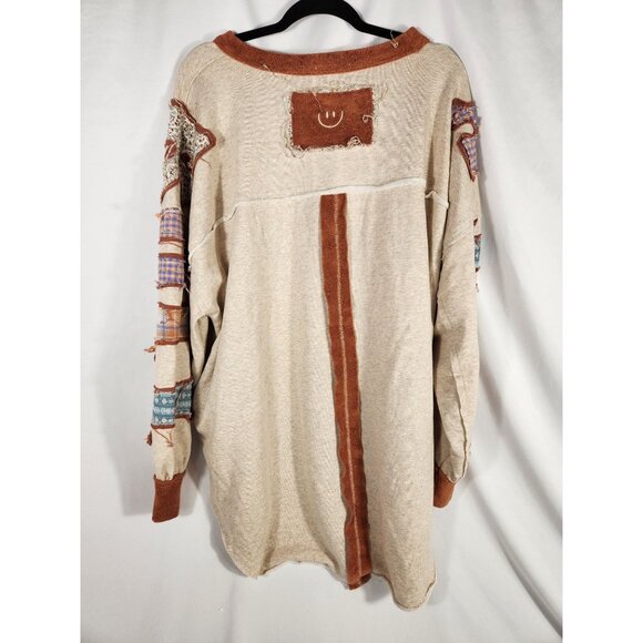 New Oli & Hali Womens Sweatshirt Oversized Rock and Roll Pockets Boho XL - Picture 2 of 6